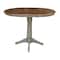 International Concepts Round 36 in Rd Top Ped Table, 12 in Leaf, Counter Ht, Hickory/Stone, 36 W, 48 L, 36.1 in H, Wood K41-36RXT-27B-6B - alternate 4